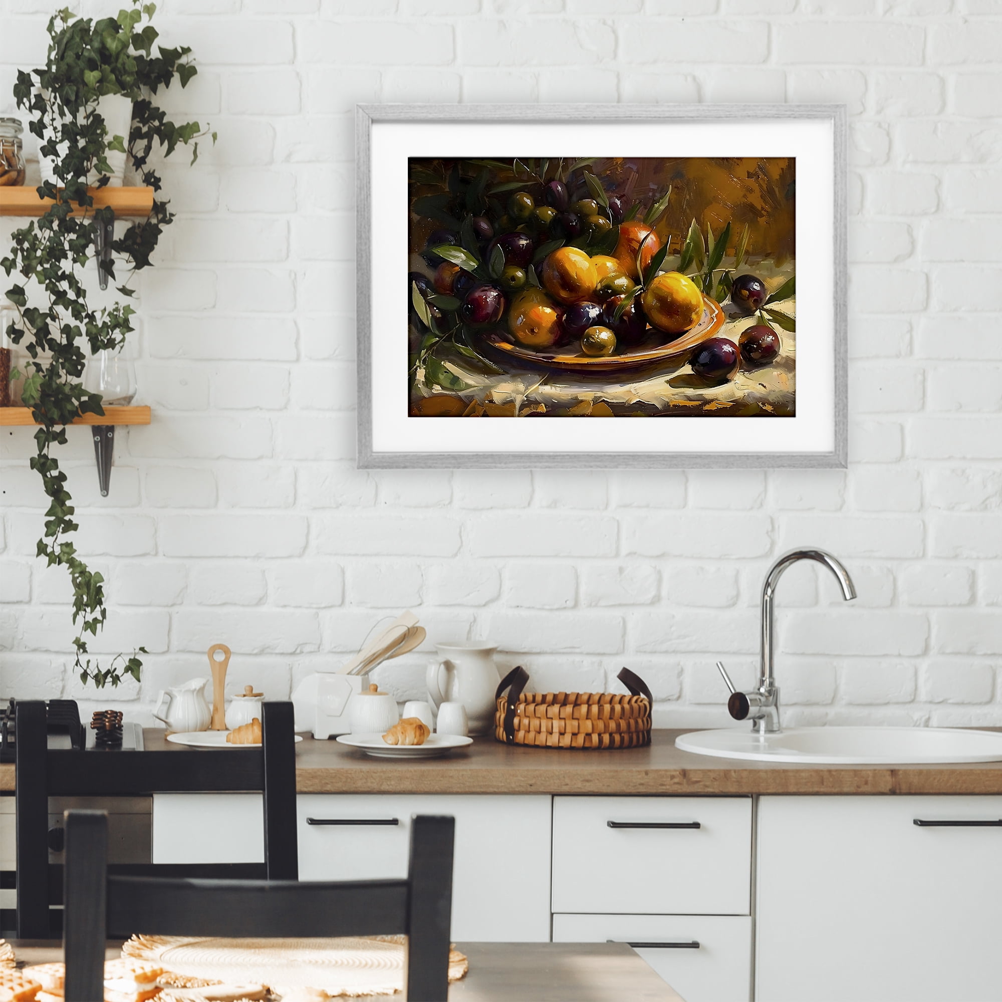 Stupell Industries Array of Olives & Citrus Gray Framed Print Under Glass, design by Creative Studio