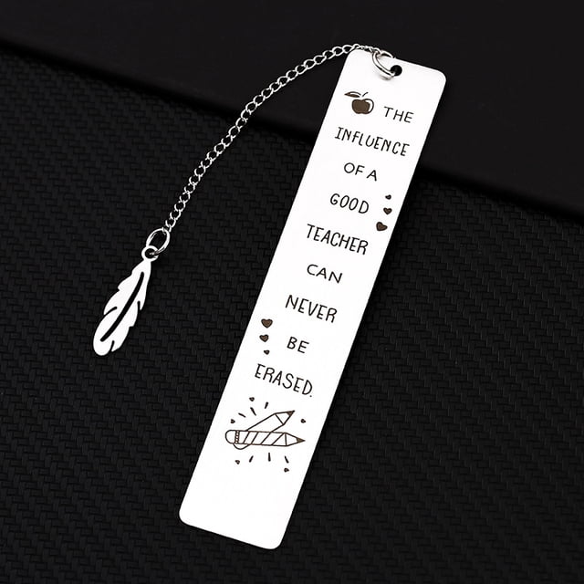 Marcapáginas de metal de acero inoxidable, regalo conmemorativo de graduación del Día del Maestro, letras láser, material duradero, diseño elegante