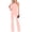 Pink, variant on Summer Spring Women Jumpsuit One Shoulder Single Split Sleeve Lace-up Tight Waist Wide Leg Pure Color Formal Style Party Prom Banquet Long Jumpsuit