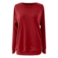 thumbnail image 4 of larppty Womens Oversized Sweatshirts Pullover Casual Crewneck Long Sleeve Tops Comfy Fall Fashion Clothes (Red, L), 4 of 7
