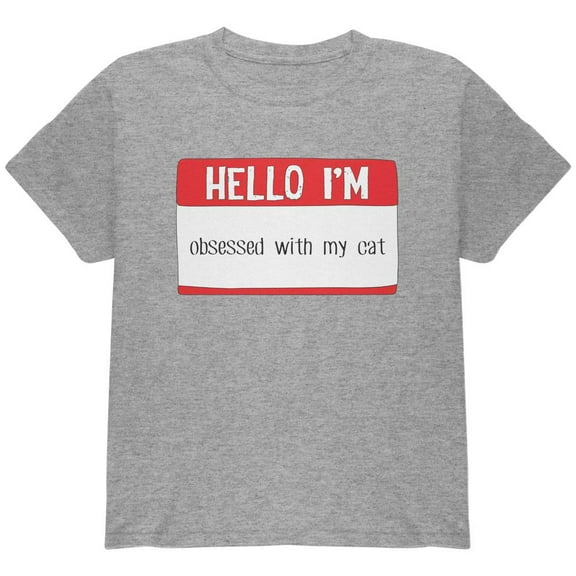 Halloween Hello I'm Obsessed With My Cat Youth T Shirt Heather YXL