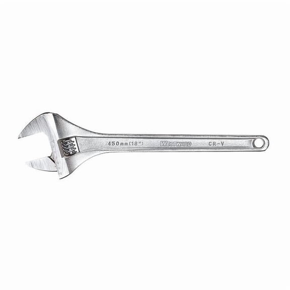 Westward Adj. Wrench,18",2-11/32" Cap.,Chrome 31D026
