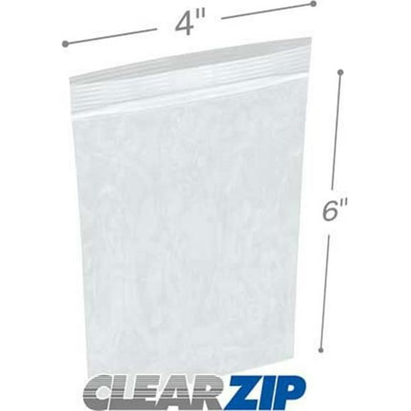 International Plastics CZPP20406 4 x 6 in. High Clarity Polypropylene Zipper Locking Bags - Case of 1000