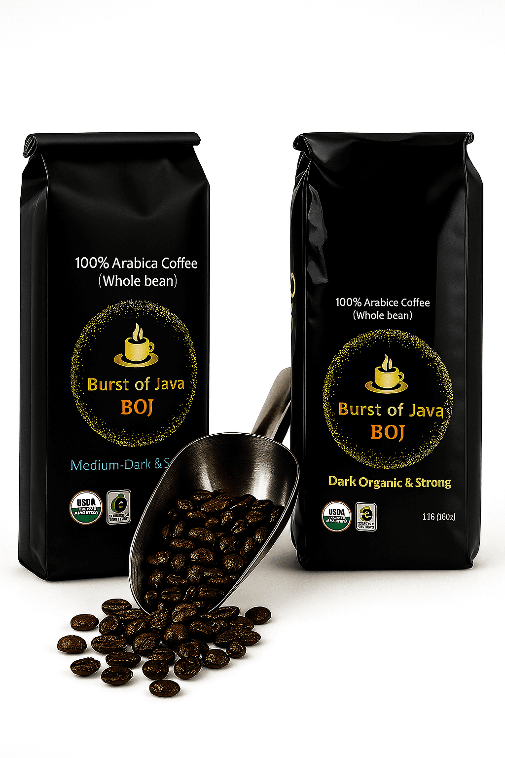 Organic Dark Roast Whole Bean Coffee | USDA Certified Fair Trade 100% Arabica | Bold Rich Strong Small Batch | Burst of Java 1 lb