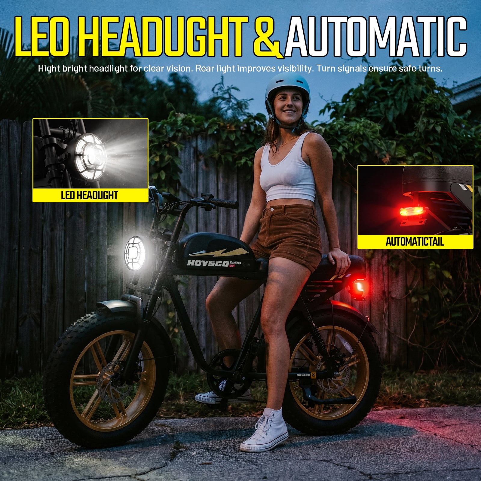 HOVSCO Electric Bike for Adults, 750W Motor, 60 Miles Range, 20'' Fat Tire E-Mountain Bike, 7-Speed E-Bike with Full Suspension UL2849