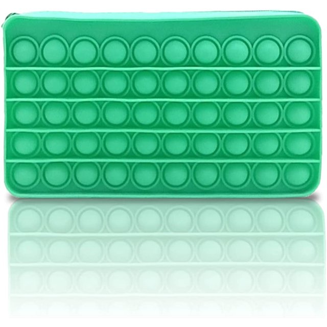 Trousse à Crayons Pop, Trousse à Crayons Fidget, Trousse à Crayons à Bulles, Porte-Stylos, Trousse à Crayons Sensorielle Simple en Silicone, Sac de Rangement pour Jouets de Décompression pour Enfants (Vert)