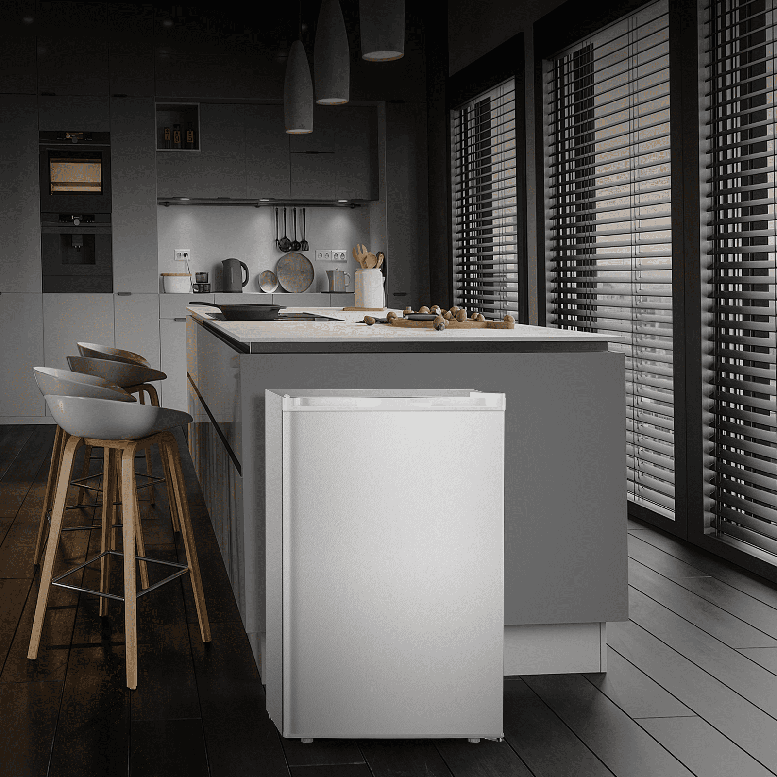 Moifoi 3.0 Cu.ft Upright Freezer, Reversible Single Door, White