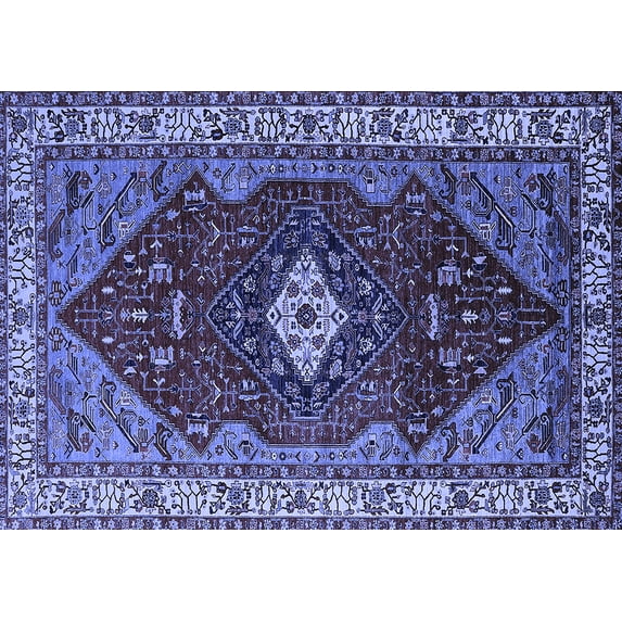 Ahgly Company Machine Washable Indoor Rectangle Persian Blue Traditional Area Rugs, 2' x 4'