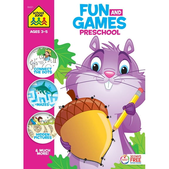 Pre-Owned School Zone Fun and Games Preschool Activity Workbook (Paperback) 158947421X 9781589474215