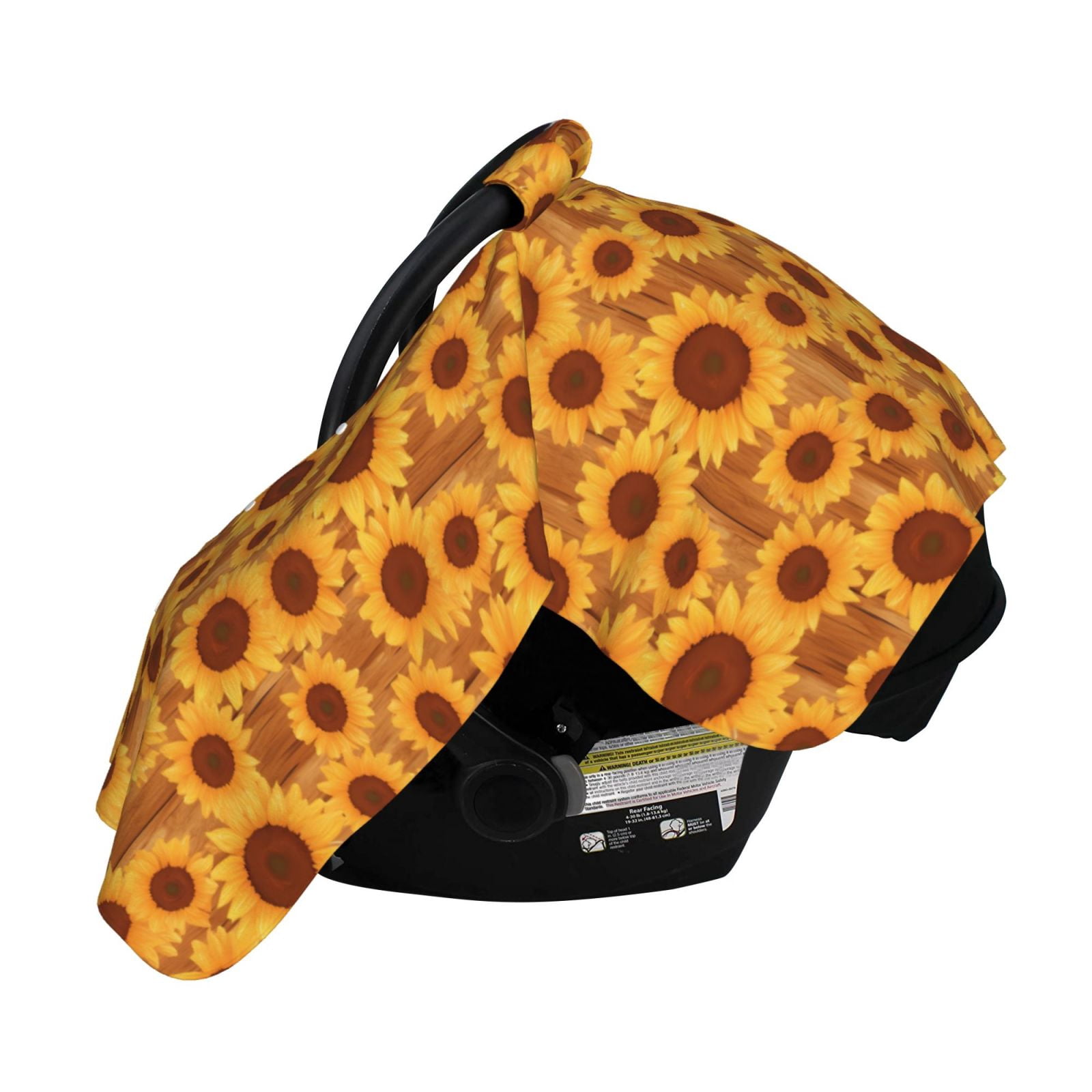 Naloa Brown Wood Grain Sunflower A Baby Car Seat Cover, Breathable Baby Carrier Cover, Multiuse Baby Carrier Cover & Nursing Breastfeeding Cover