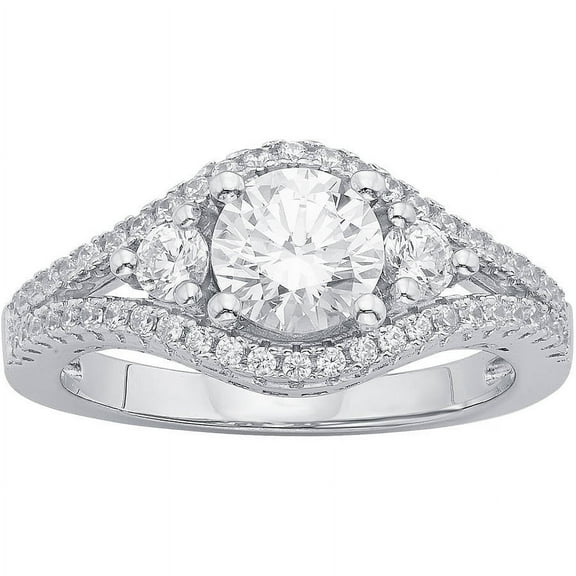 Arista 2 3/4 Carat T.G.W. Swarovski Crystal and Cubic Zirconia Fashion Engagement Ring in Sterling Silver