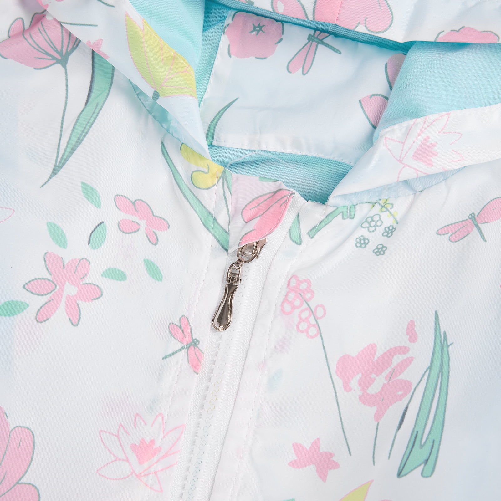 FYMNSI Toddler Girl Windbreaker Light Hooded Jacket Printed Zip Up Hoodie Spring Fall Rain Jackets Kids Clothes 3-4T