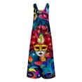 thumbnail image 5 of DHFJKG Women's Jumpsuits Summer Bib Overalls Carnival Printed One Piece Outfits Sleeveless Wide Leg Pants Rompers With Pockets Rave Party Versatile Onesie, 5 of 6