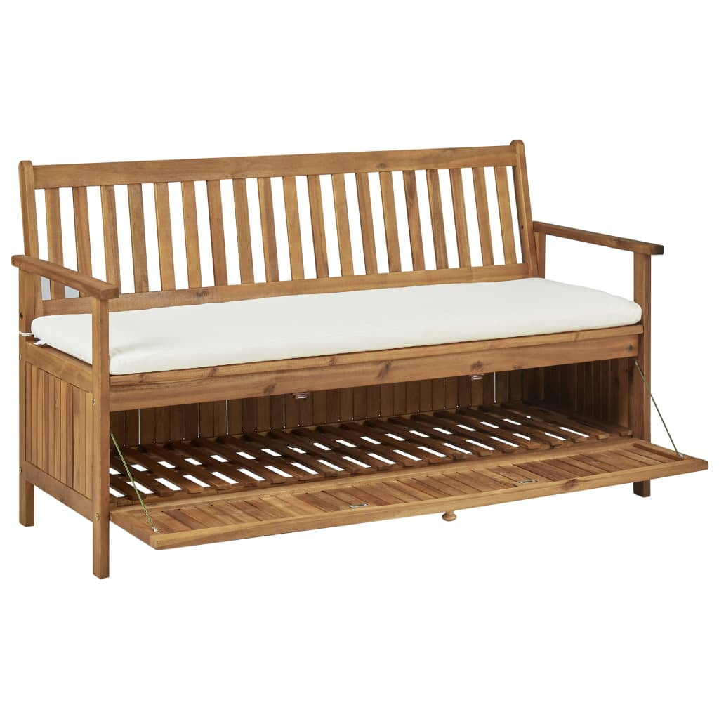 Kepooman 58.2" Storage Bench with Solid Wooden Armchair and Cushion for Outdoor Indoor Kepooman 58.2" Storage Bench with Solid Wooden Armchair and Cushion for Outdoor Indoor