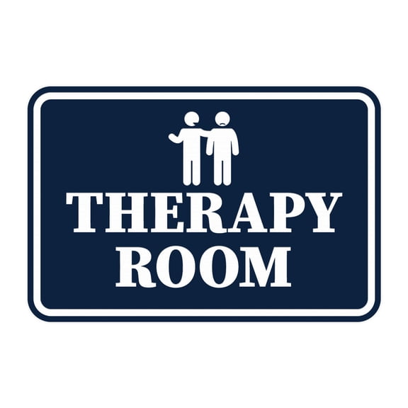 Signs ByLITA Classic Framed, Therapy Room Sign (Navy Blue / White) - Large