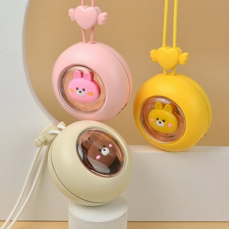 

buateil 1 Set Mini Fan User-friendly Large Battery Capacity ABS USB Charging Lazy Mini Fan with Night Light for Home