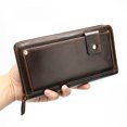 thumbnail image 5 of Cartera de cuero genuino para hombre, bolso de mano, bolso de mano informal, moderno, personalizado, billetera retro con múltiples tarjetas, 5 of 5