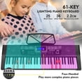 thumbnail image 3 of MUSTAR Teclado de piano, MEKS-500 Teclado de aprendizaje de 61 teclas Piano con teclas iluminadas, Teclado de piano eléctrico para principiantes, Soporte, Pedal de sostenido, Auriculares/Micrófono, US, 3 of 5