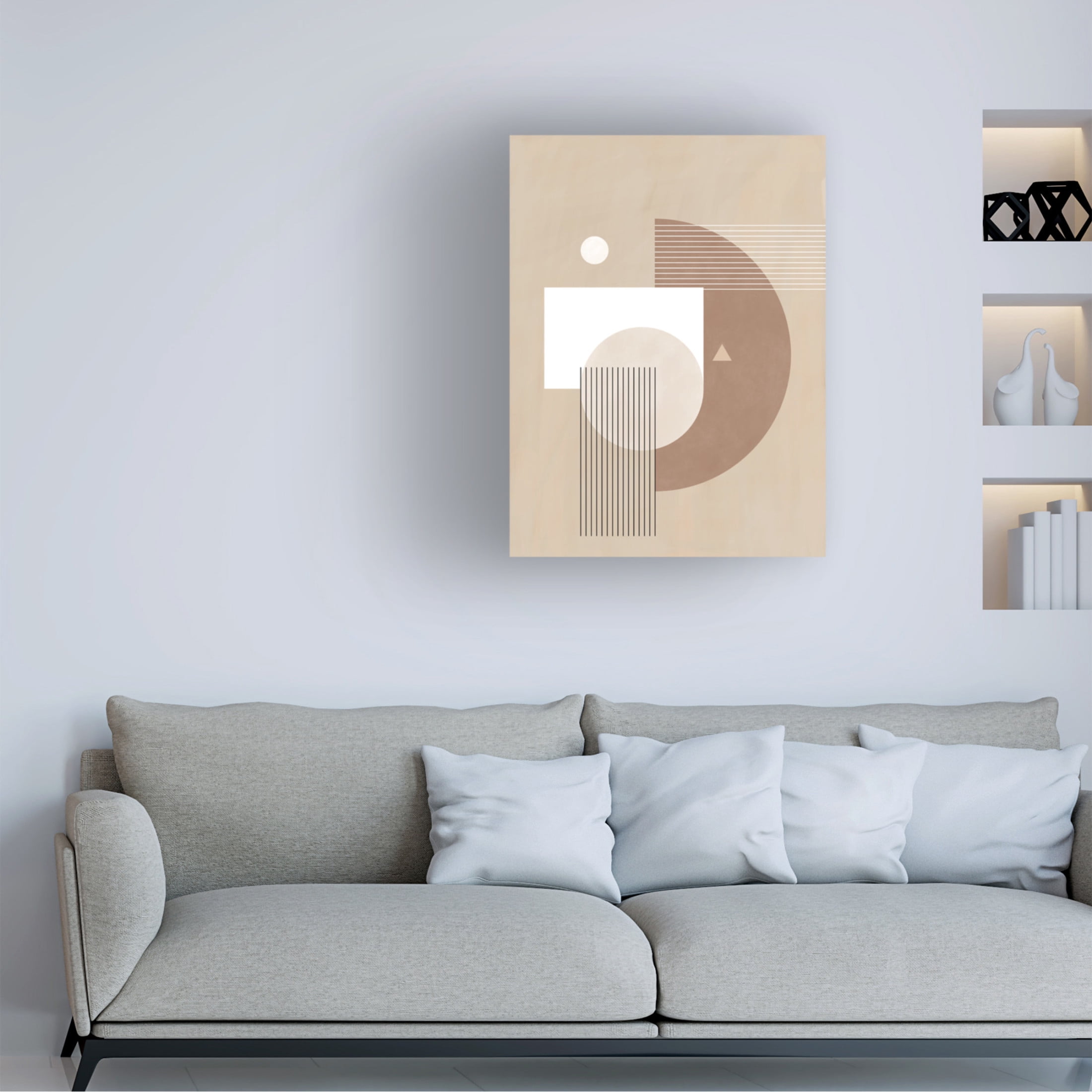 Trademark Fine Art Elena Ristova Neutral Semicircles Poster No.1 Canvas Wall Art