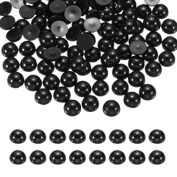 1300Pcs Perla Media, 6mm Perlas Plásticas Planas de Imitación Cabochón para Manualidades de Bricolaje Ropa (Negro)