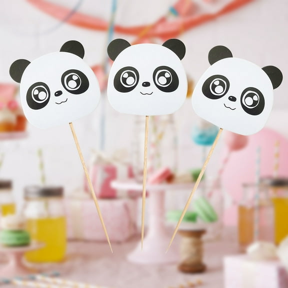 Minkissy panda cake toppers Cake Toppers Paper Decoration Party Hosts Birthday Party 12Set