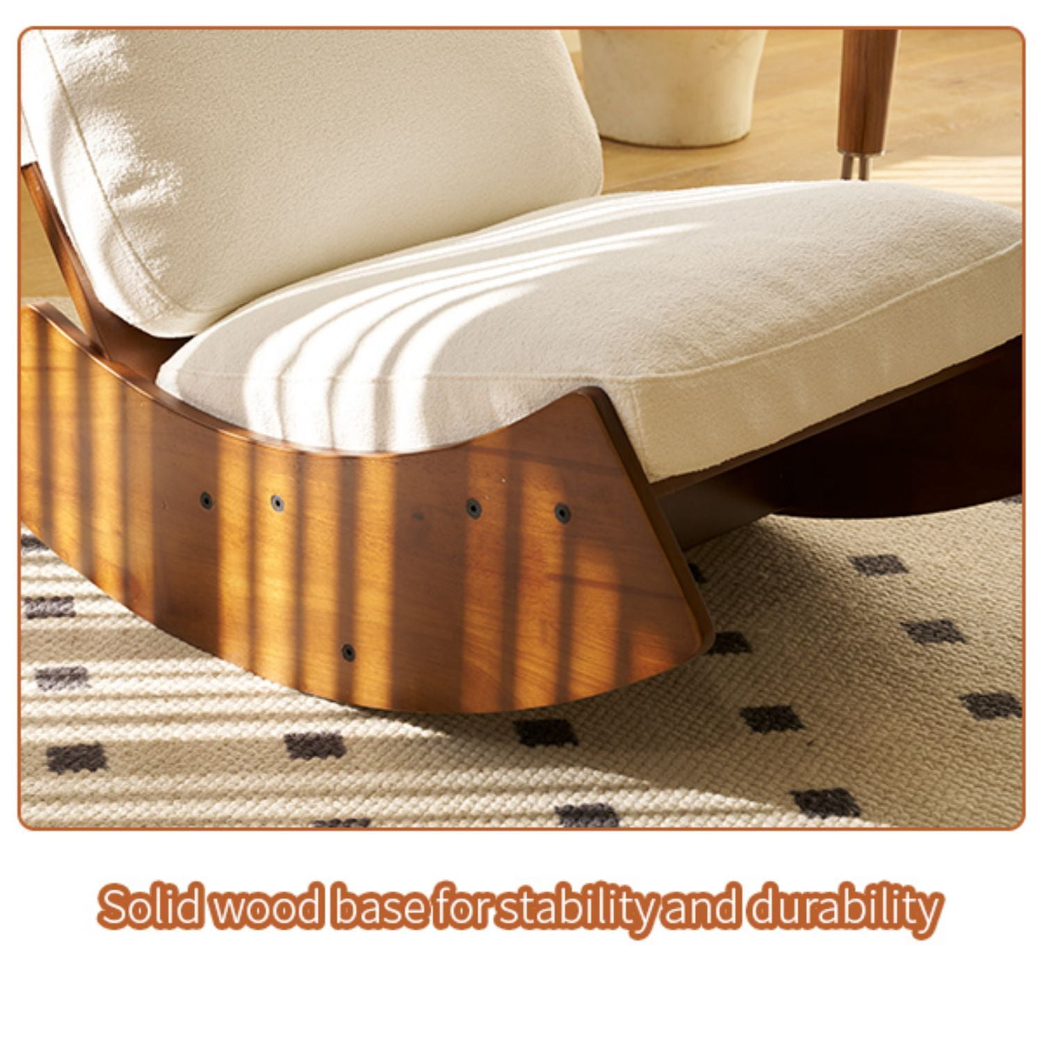 AENKYO Upholstered Glider Rocking Chair,Solid Wood Frame, Perfect for Multiple Settings Accent Reading Chair for Bedroom,Living Room,Nursery-White