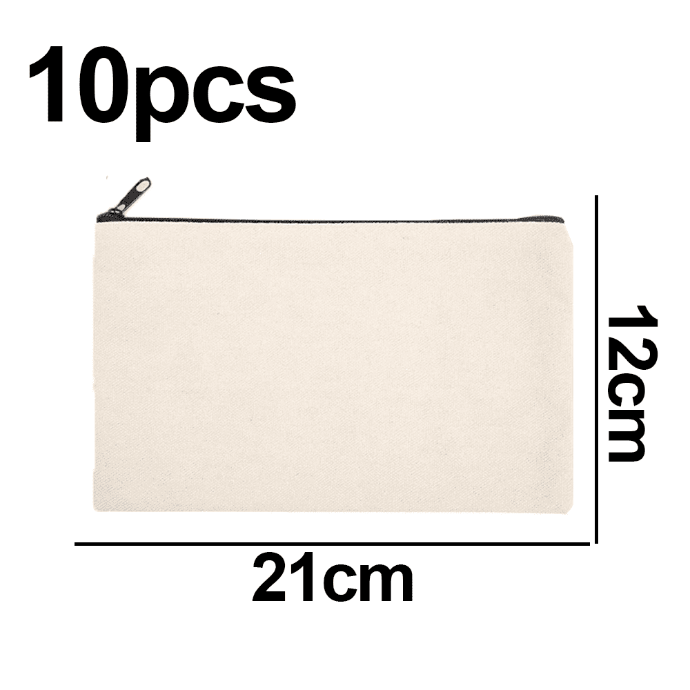 10PCS Canvas Zipper Bags Multifunctional Blank DIY Craft Pouches Pencil  Cosmetic Jewelry Bags Case Pouch For Home School Travel