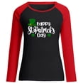 thumbnail image 4 of QIPOPIQ T-Shirts à Manches Longues pour Femmes Col Rond T-Shirts de la Saint-Patrick T-Shirts Imprimés Trèfle de Printemps T-Shirt Vert Chanceux Tunique Patchwork Offres de Vacances, 4 of 4