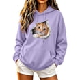 thumbnail image 3 of Josdec Women's Cute Animal Print Drawstring Hoodies Long Sleeve Kangaroo Pocket Casual Pullover Sweatshirt S-2XL, 3 of 6