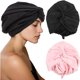 thumbnail image 1 of wonima11 2PCS Womens Bonnets for Hair Sleeping, Adjustable Double Layer Silk Satin Sleep Cap (Black, Pink), 1 of 1