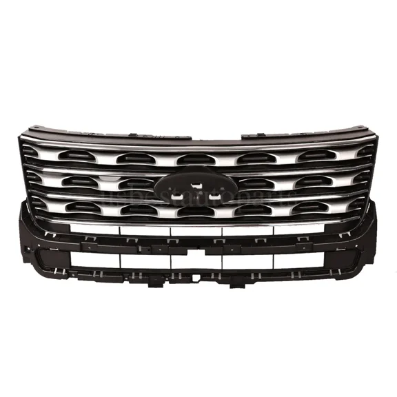 For 2016 2017 Ford Explorer Front Bumper Upper Grille Grill Silver Coated