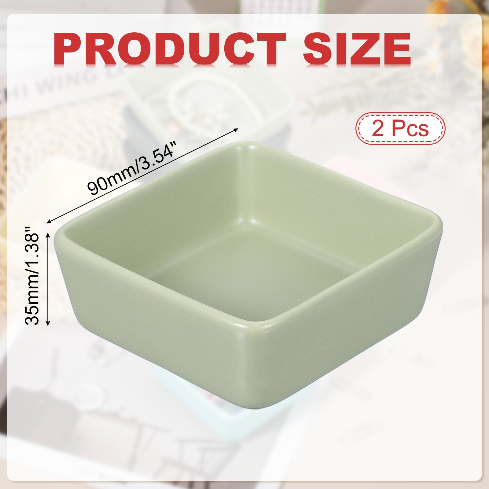 Uxcell Square Paper Clip Holders, 2 Pcs Ceramic Clip Dispenser Organizer Desk Organizer Accessories for Office Desktop Decor Bobby Pin Binder Paper Clamp, Matcha Green
