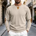 thumbnail image 2 of COMVALUE Men's Fall Crewneck Sweatshirts Patchwork Long Sleeve Corduroy Texture Casual Pullover Shirt (Khaki, M), 2 of 7