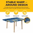 thumbnail image 4 of Blue Christmas Tree Table Cloths for 3 Foot Rectangle Tables, Blue Golden Xmas Tree Snowflake Winter Patio Waterproof Elastic Fitted Tablecloths, Washable Rectangular Table Cover for Camping, 4 of 8