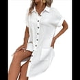 thumbnail image 2 of Vestido Túnica Holgado Informal de Verano para Mujer, de Algodón y , con Cuello en V, Botones y Corta, Color , Talla XL, 2 of 8