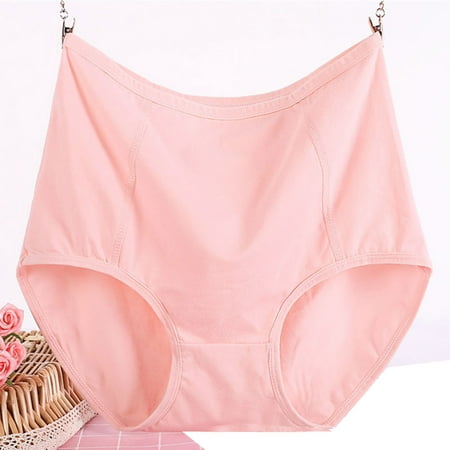 Xunlbb Underwear for Women Plus Size Women s Solid Plus Size Underwear High Waist Leak Proof Cotton Crotch Shorts Underwear Panties (Watermelon Red XL) on Clearance
