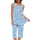 thumbnail image 2 of Conjunto de Ropa de Estar de Mujer Cuello Redondo Impresión Blusa sin Mangas Pantalones Cortos, Pantalones de Cintura Elástica para las Mujeres, 2 of 7
