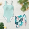 thumbnail image 4 of SEANATIVE Girls One Piece Swimsuit with Mesh Cover Up Skirt Cut Out Back Design 2 in 1 Bathing Suit for Beach Party Hotel Pool, Size 15-16 Years, Monstera Leaves Pattern Mint Green, 4 of 7
