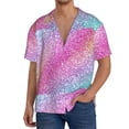 thumbnail image 1 of Balery Fun Rainbow Pink Camisa Casual de Manga Corta con Botones para Hombre, Texturizada, Estilo Cubano, para Playa, Verano-X-Large, 1 of 5