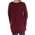 thumbnail image 2 of KENSIE Womens Maroon Eyelet Bell Sleeve Scoop Neck Sweater M, 2 of 2