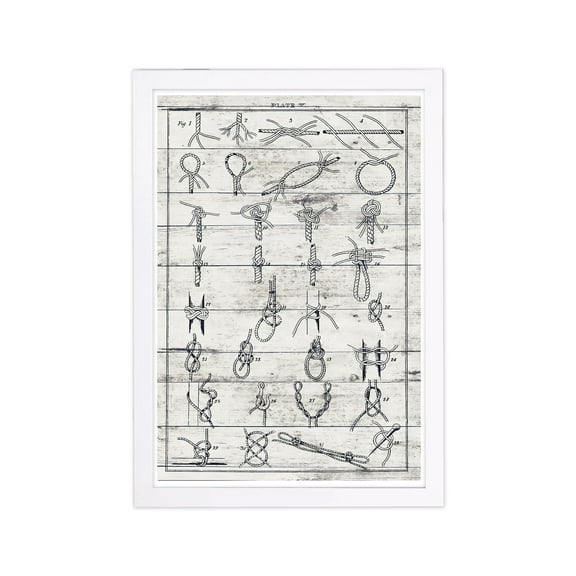 Wynwood Studio 'Sea Knots II' Nautical and Coastal Framed Wall Art Print - Blue, White