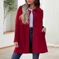 thumbnail image 3 of Fall Winter Women Woolen Jacket Lapel Long Sleeves Solid Color Loose Fit Daily Wear Overcoat Casual Streetwear, 3 of 7