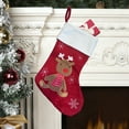 thumbnail image 5 of AuroraX Cute Knitted Christmas Stockings Large Red Classic Farmhouse Embroidered Reindeer and Snowman Stockings 15" Hanging Candy Stocking Bag for Xmas Decor(Red), 5 of 6