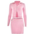 thumbnail image 3 of Vestido Conjunto de 2 piezas de crochet para mujer, conjunto de falda tipo cárdigan de punto sexy, ropa de club Ygjytge Rosa T M para Mujer, 3 of 8