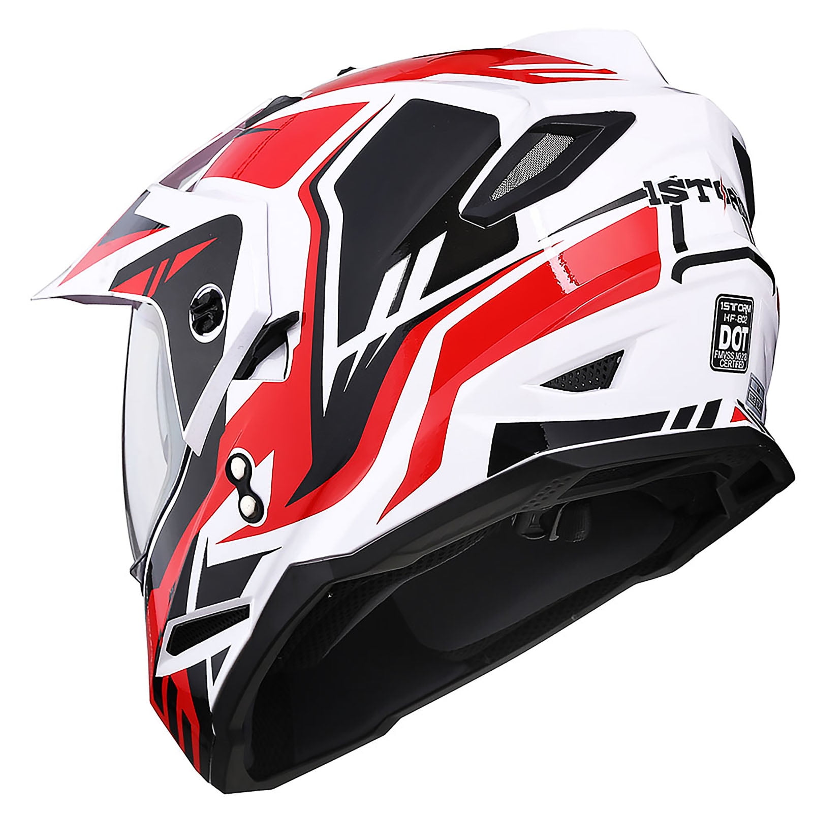 1Storm Dual Sport Motorcycle Motocross Off Road Full Face Helmet HF802 Dual Visor Storm Force Red