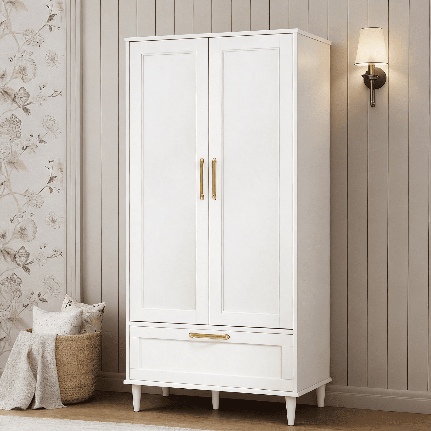 Armoire Garde-Robe Garde-Robe avec 2 Portes, Tiroirs et Tringle ...