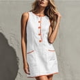 thumbnail image 5 of Atogsazn Womens Summer Button Mini Dress Casual Sleeveless Contrast Trim Loose Dresses A-Line Sundress White L Fashion, 5 of 7