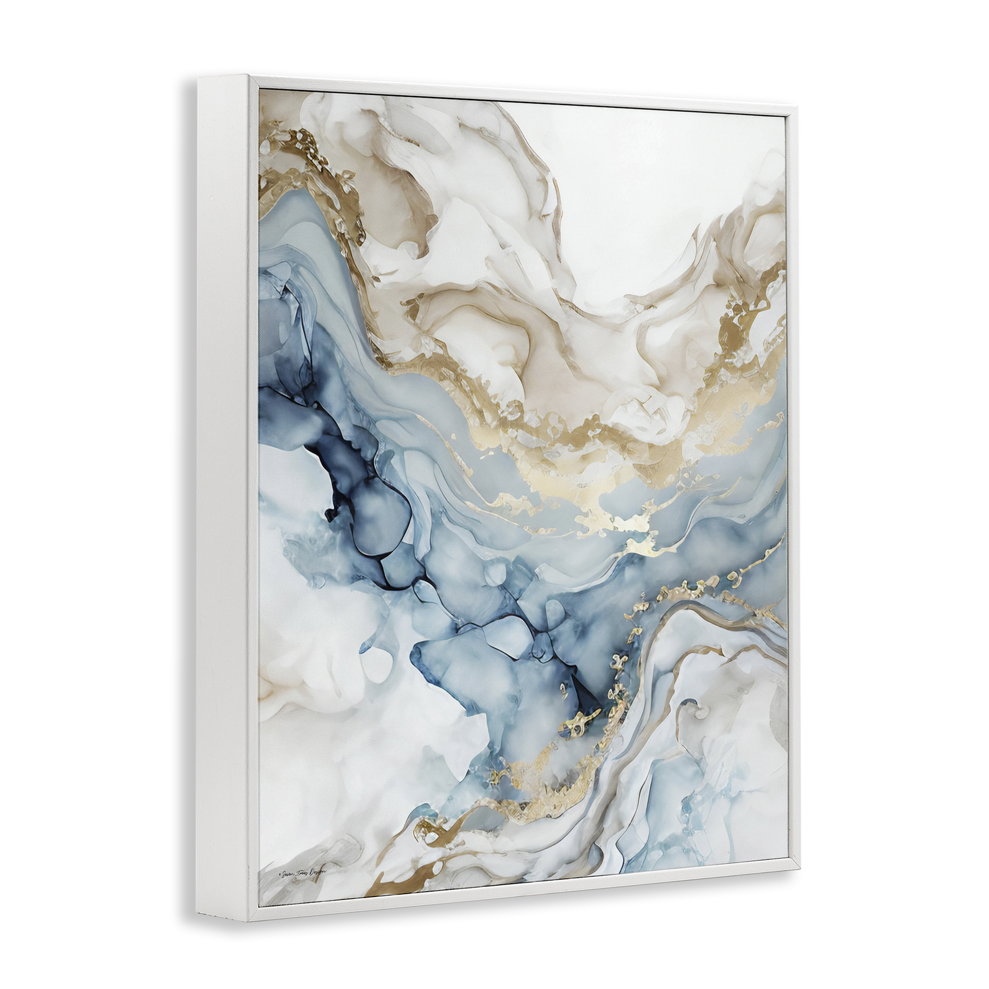 Stupell Industries Chic Geode Pattern Abstract Painting White Framed Art Print Wall Art, 24 x 30