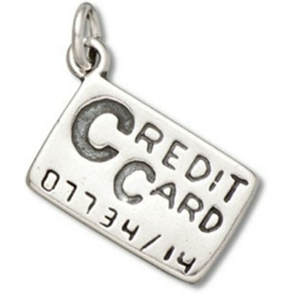 Sterling Silver 16" .8mm Box Chain Credit Card Pendant Necklace