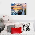 thumbnail image 4 of COMIO Modern Nature Sunrise Gallery Artwork Relaxing Long Pier Sand Scenery Prints Large Boat Shore Scene Picture Colorful Mountain Sunset Painting for Living Room, 4 of 4